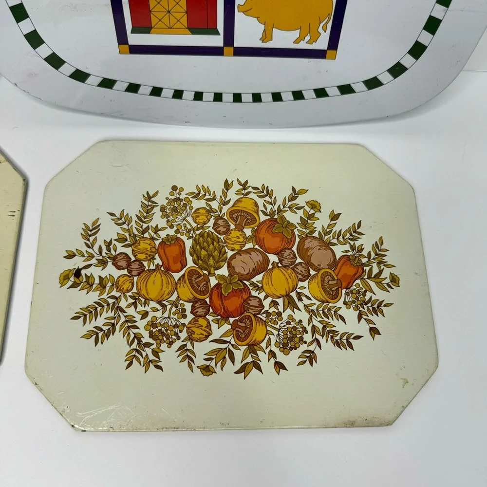 Ballonoff Vintage Metal Pot Holders With Mushrooms‎ and Chickens set of 4